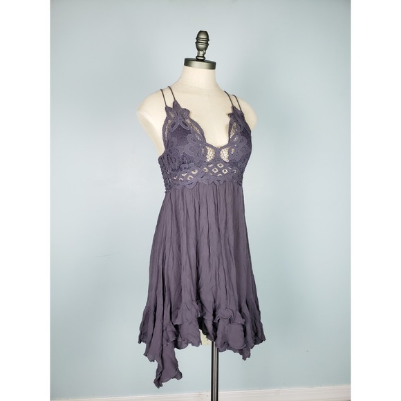 Free People Women's S Intimately Fp Adella Frilled Babydoll Purple Lacy Ruffle - Picture 3 of 6